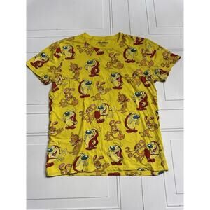 Nickelodeon T-Shirt Mens Large Yellow Red & Stimpy 90's Cartoon Casual Y2K